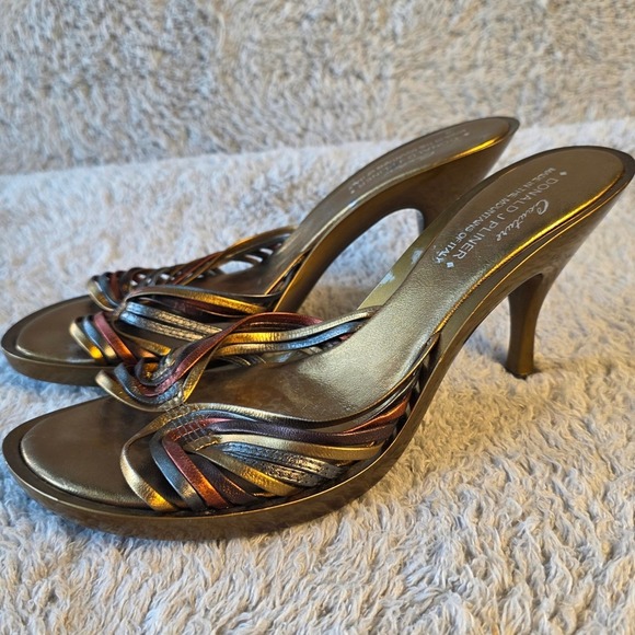 VTG Donald Pliner Couture Multi Color Metallic Strappy Heels Sandals Slides 8M - Picture 1 of 9